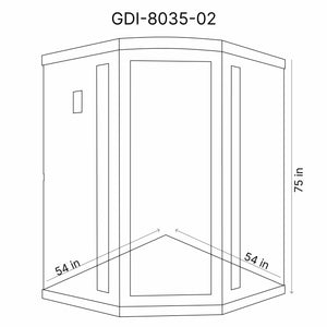 Golden Designs 3-Person Corner Full Spectrum PureTech™ Near Zero EMF FAR Infrared Sauna with Himalayan Salt Bar (Canadian Hemlock) Dimension Drawing GDI-8035-02 - Vital Hydrotherapy