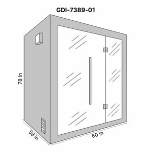 Golden Designs Copenhagen Edition 3 Person Traditional Steam Sauna - Canadian Red Cedar Dimension Drawing GDI‐7389‐01 - Vital Hydrotherapy