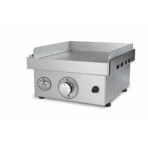 Wee Griddle-1 burner gas-Lid - 304 Stainless Steel Housing, 1 U-Shape Burner, Thermocouple Valve in a white background, isometric view
