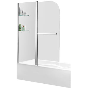 Anzzi Galleon 48 in. x 58 in. Frameless Tub Door with Tsunami Guard - Tempered Glass - Marine Grade Aluminum Alloy - Brushed Nickel - SD-AZ054-01 - Vital Hydrotherapy