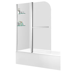 Anzzi Galleon 48 in. x 58 in. Frameless Tub Door with Tsunami Guard - Tempered Glass - Marine Grade Aluminum Alloy - Polished Chrome - SD-AZ054-01 - Vital Hydrotherapy