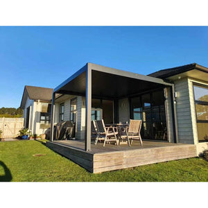 Bon Pergola Motorized Aluminum 10'x13' Villa Pergola VP-DIY-3425 - Black - Lifestyle setting - Vital Hydrotherapy