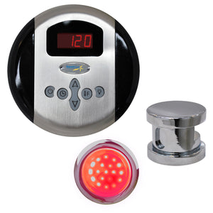 SteamSpa Indulgence Control Kit INPK - Control Panel, Steam head and Chroma therapy Light - Polished chrome - Display temperature - Vital Hydrotherapy