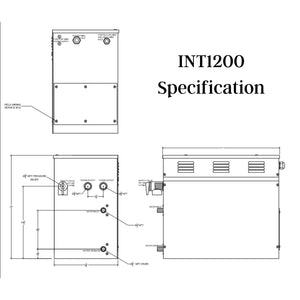 12 KW QuickStart Acu-Steam Bath Generator Specification drawing - Vital Hydrotherapy
