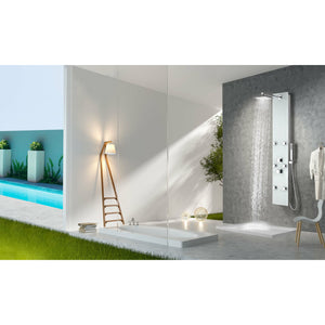 Anzzi Jaguar 60 Inch Full Body Shower Panel with Heavy Rain Shower Head, Six Directional Acu-stream Body Jets, Two Shower Control Knobs and Euro-grip Free Range Hand Sprayer in White Deco-glass Body SP-AZ8089 - Lifestyle - Vital Hydrotherapy