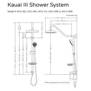 PULSE ShowerSpas Shower System - Kauai III Shower System 1011-1.8GPM Specification Drawing - Vital Hydrotherapy