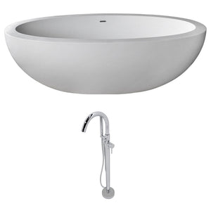 Anzzi Lusso 6.3 ft. Solid Surface Classic Freestanding Soaking Bathtub in Matte White and Kros Faucet in Chrome FT504-0025 - Vital Hydrotherapy