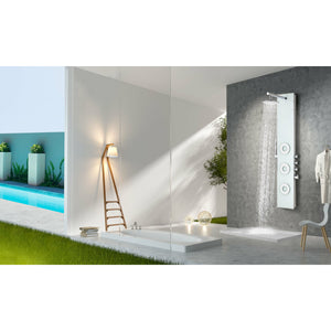 Anzzi Lynx 58 Inch Full Body Shower Panel with Heavy Rain Shower Head, Three Directional Acu-stream Body Jets, Four Shower Control Knobs and Euro-grip Free Range Hand Sprayer in White Deco-glass Body SP-AZ8090 - Lifestyle - Vital Hydrotherapy