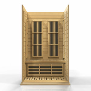 Maxxus Low EMF FAR Infrared Sauna - 2 Person inside partial build view in a white background