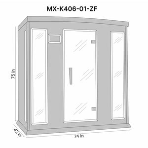 Maxxus 4-Person Corner Near Zero EMF (Under 2MG) FAR Infrared Sauna (Canadian Hemlock) Dimension Drawing MX-K406-01-ZF - Vital Hydrotherapy