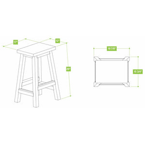 Yardistry Madison Outdoor Bar Stools (Set of 2) YM11790 Dimension Drawing - Vital Hydrotherapy