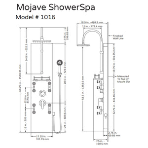PULSE ShowerSpas Hammered Copper ORB Shower Panel - Mojave ShowerSpa 1016 Specification Drawing - Vital Hydrotherapy