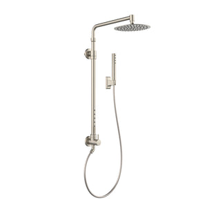 PULSE ShowerSpas Shower System - Atlantis Shower System - All brass body and fixtures - 10-inch rain showerhead along with the 5 PULSE Power Nozzles, hand shower holds by the hand shower holder and Brass diverter - Brushed Nickel - 1059 - Vital Hydrotherapy