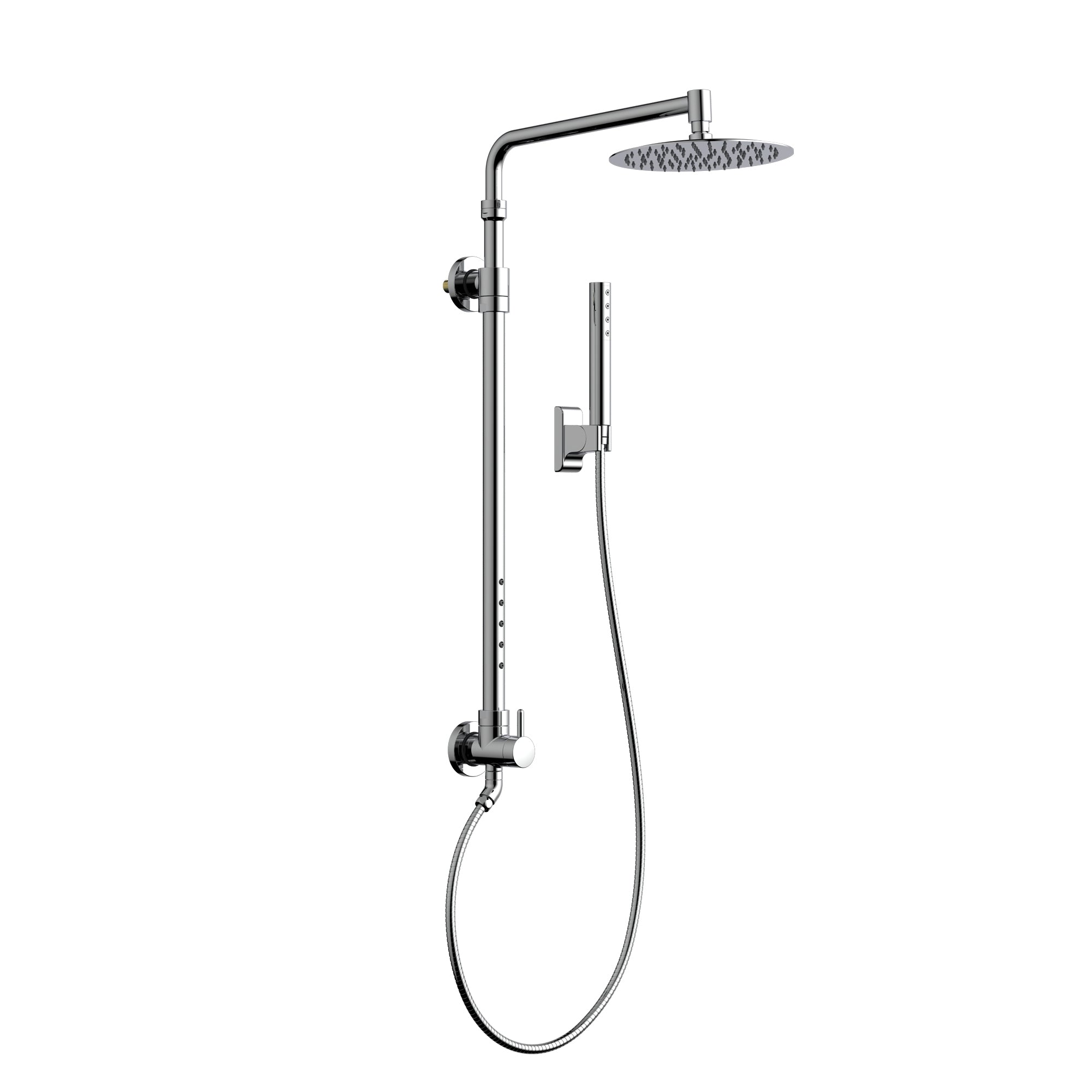 PULSE ShowerSpas Shower System - Atlantis Shower System - All brass body and fixtures - 10-inch rain showerhead along with the 5 PULSE Power Nozzles, hand shower holds by the hand shower holder and Brass diverter - Polished Chrome - 1059 - Vital Hydrotherapy