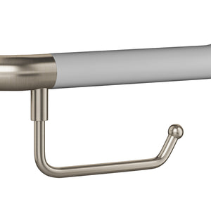 PULSE Ergo Angle Bar - Made of 304 Stainless Steel - with a decorative angled design - Safety bar in Brushed Nickel finish - with Ergonomic soft grip and Toilet Paper Holder - 4007 - Vital Hydrotherapy