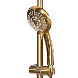 PULSE ShowerSpas Shower System - Kauai III Shower System 1011-1.8GPM - Five-function hand shower with 59" double-interlocking stainless steel hose - Brushed Gold - Vital Hydrotherapy