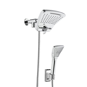 PULSE ShowerSpas Shower System - PowerShot Shower System - Unique and modern curved 8” rain showerhead with diverter, 3-function hand shower and hand shower holder - Polished Chrome - 1056 - Vital Hydrotherapy