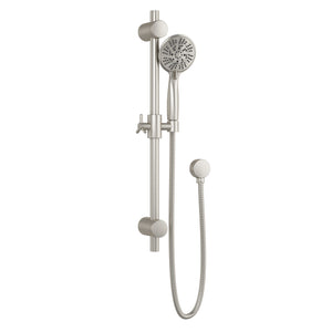 PULSE ShowerSpas Combo Shower System - 10 inch rain showerhead, 5-function stainless steel hand shower, Brass shower arm, Brass slide bar, Thru-temp pressure balance mixing valve and brass diverter - Brushed Nickel - Vital Vital Hydrotherapy