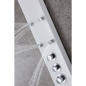 Anzzi Directional Acu-stream Body Jets, Three Shower Control Knobs in White Deco-glass Body SP-AZ8088 - Vital Hydrotherapy