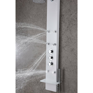 Anzzi Panther 60 Inch Full Body Shower Panel with Heavy Rain Shower Head, Six Directional Acu-stream Body Jets, Three Shower Control Knobs and Euro-grip Free Range Hand Sprayer in White Deco-glass Body SP-AZ8088 - Vital Hydrotherapy