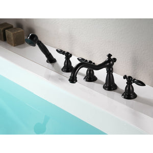 Anzzi Patriarch 2-Handle Deck-mount Roman Tub Faucet With Handheld Sprayer - Oil Rubbed Bronze Finish - Dual Handle Bathtub Faucet - Extendable Handheld Sprayer - FR-AZ091 - Lifestyle - Vital Hydrotherapy