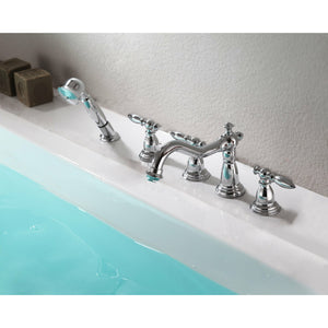 Anzzi Patriarch 2-Handle Deck-mount Roman Tub Faucet With Handheld Sprayer - Polished Chrome Finish - Dual Handle Bathtub Faucet - Extendable Handheld Sprayer - FR-AZ091 - Lifestyle - Vital Hydrotherapy