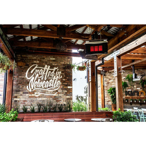 Platinum 300 Smart-Heat Natural Gas Heater Ceramic Tinted Glass Ceramic Screen ceiling mounted set outdoor