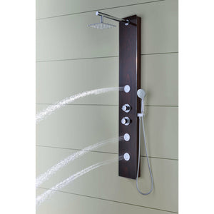 Anzzi Pure 59 Inch Full Body Shower Panel, One (1) Heavy Rain Swiveling Shower Head, Three (3) Fixed Acu-stream Body Massage Jets and One (1) Euro-grip Free Range Hand Sprayer in Mahogany Deco-glass Sp-az021 - Lifestyle - Vital Hydrotherapy