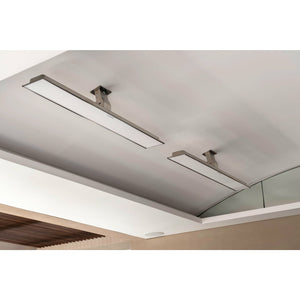 2300W Platinum Smart-Heat Electric Heater in White Stainless Steel Tinted Glass-Ceramic Screen Slim-line Design mounted in a ceiling