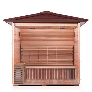 Enlighten sauna SaunaTerra Dry Traditional MoonLight 4 Person Outdoor Sauna Canadian Red Cedar Wood Outside And Inside Double Roof ( Flat Roof + peak roof) inside partial build view