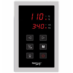 SteamSpa Touch Panel Control System STP - Polished Chrome finish - with Large display screen of temperature and clock - Vital Hydrotherapy