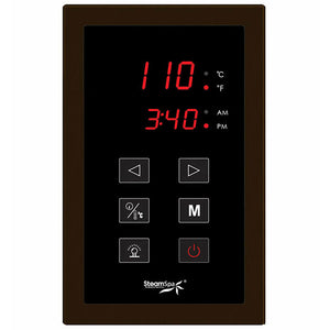 SteamSpa Touch Panel Control System STP - Polished Oil Rubbed Bronze finish - with Large display screen of temperature and clock - Vital Hydrotherapy