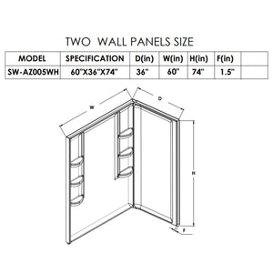Anzzi Vasu 60 in. x 36 in. x 74 in. 2-piece DIY Friendly Corner Shower Surround in White SW-AZ8072 - Vital Hydrotherapy