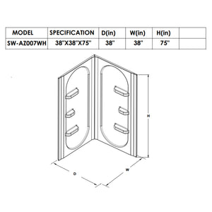 Anzzi Studio 38 in. x 38 in. x 75 in. 2-piece DIY Friendly Corner Shower Surround in White SW-AZ007WH - Vital Hydrotherapy
