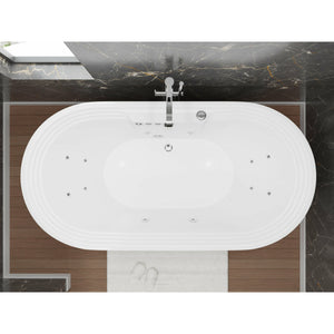 Anzzi Sofi 5.6 ft. Center Drain Whirlpool and Air Bath Tub in Glossy Ultra White Acrylic Finish With Polished Chrome Trim FT-AZ201 - Vital Hydrotherapy