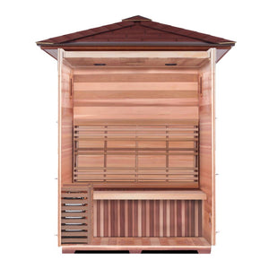 SunRay Bristow 2-person Outdoor Traditional Sauna - Canadian hemlock wood - Peak roof - Inside view - HL200D2 Bristow