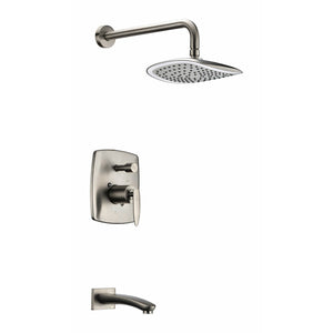 Anzzi Tempo Series 1-Handle 1-Spray Tub and Shower Faucet - Heavy Rain Showerhead Technology (Brushed Nickel) - L-AZ026 - Vital Hydrotherapy