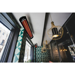 4000W Tungsten Smart-Heat Electric Patio Heater in Black Stainless Steel, Black High Temperature Coating ceiling mounted indoor