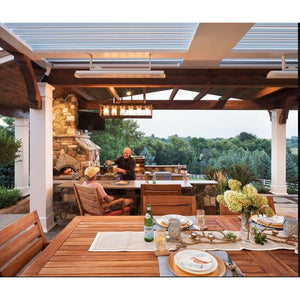 4000W Tungsten Smart-Heat Electric Patio Heater in White Stainless Steel, Black High Temperature Coating ceiling mounted set outdoor