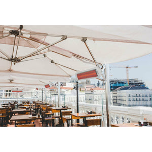 4000W Tungsten Smart-Heat Electric Patio Heater in White Stainless Steel, Black High Temperature Coating wall mounted outdoor