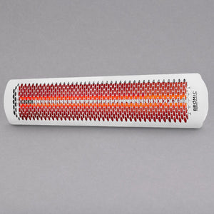 4000W Tungsten Smart-Heat Electric Patio Heater in White Stainless Steel, Black High Temperature Coating in plain background