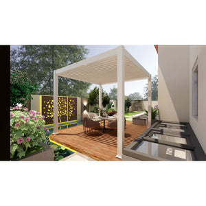 Bon Pergola Motorized Aluminum 13'x13' Villa Pergola VP-DIY-4425 - White - Lifestyle setting - Vital Hydrotherapy