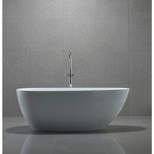 Legion Furniture 68" White Freestanding Soaking Tub - Acrylic - Soft Curves - Egg-Shape - Not Included: Faucet - Lifestyle setting - Front view - WE6515 - Vital Hydrotherapy