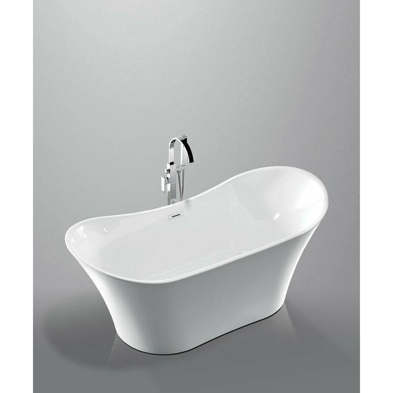 Legion Furniture WE6805 67" White Acrylic Double Slipper Freestanding Bathtub - Soft Curves - With Overflow - Open/Close Drain - Not Included: Faucet - Top view - WE6805 - Vital Hydrotherapy