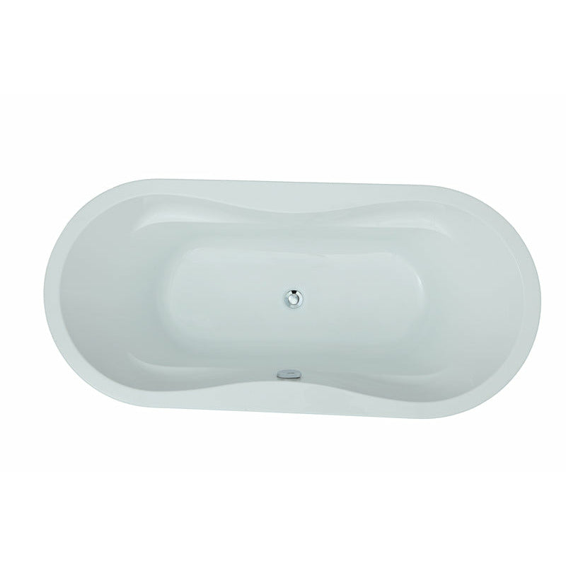 Legion Furniture 66" White Acrylic Soaking Tub - Shape: Ellipse - With Pop-up Drain Included-(Chrome ) Overflow (Chrome) -located In The Center - Dimension: 66.1″ L 31″ W 22.4″ H - Top View - WE6847 - Vital Hydrotherapy