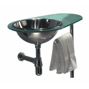 Whitehaus New Generation AQUA Laminated Matte Glass Counter Top with Polished Stainless Steel Drop-in Basin on Left Side WHAQUA-L - Vital Hydrotherapy