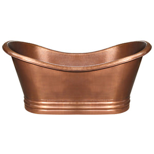 Whitehaus Bathhaus Copper Freestanding Handmade Double Ended Bathtub with Hammered Exterior, Lightly Hammered Interior and No Overflow WHCT-1001 - Vital Hydrotherapy