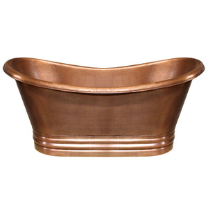 Whitehaus Bathhaus Copper Freestanding Handmade Double Ended Bathtub with Hammered Exterior, Lightly Hammered Interior and No Overflow WHCT-1003 - Vital Hydrotherapy