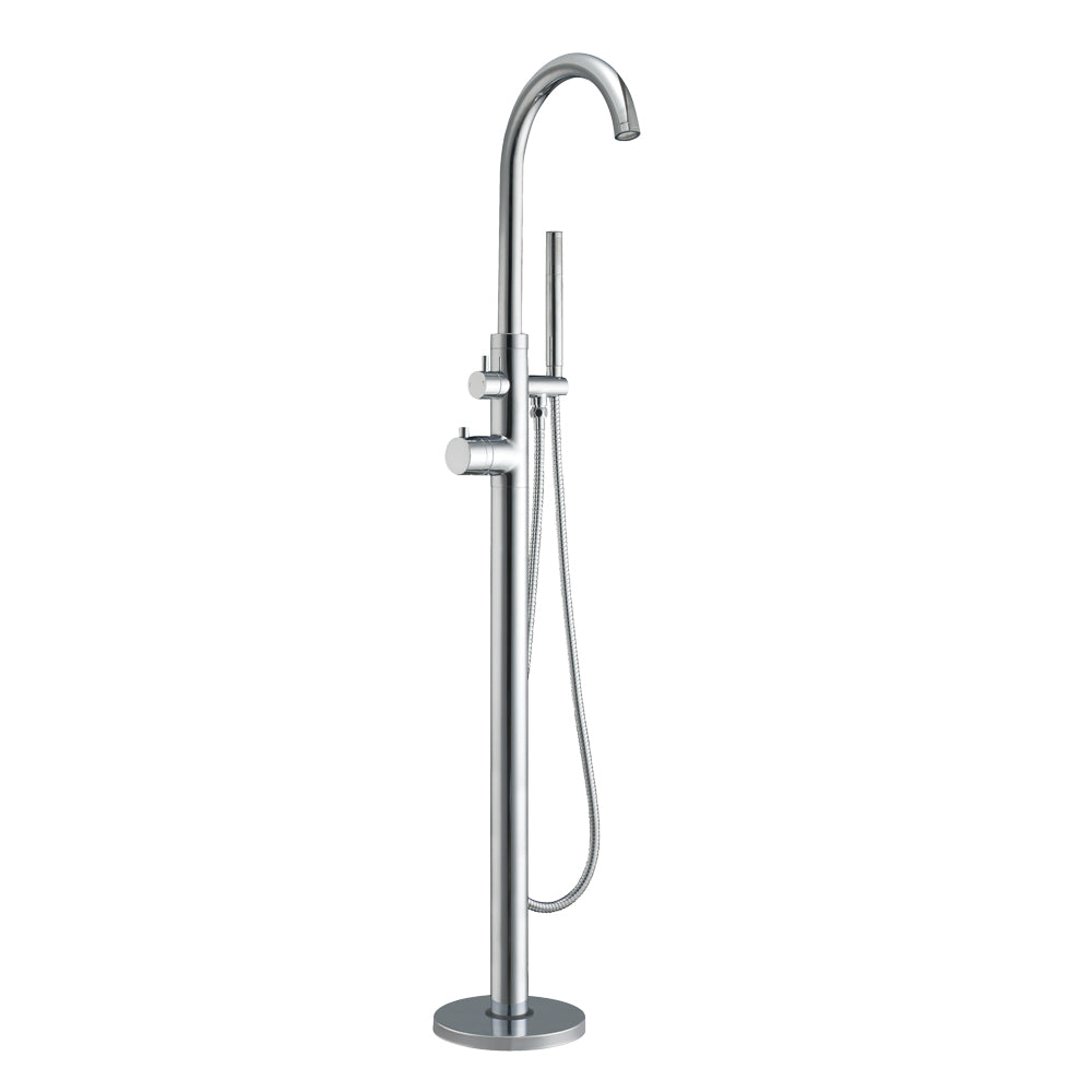 Whitehaus Bathhaus Freestanding 41" Single Lever Tub Filler with Integrated Diverter Valve and Hand Held Shower Spray WHT7369S-C - Vital Hydrotherapy