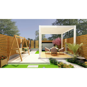 Bon Pergola Motorized Aluminum 13'x13' Villa Pergola VP-DIY-4425 - White - Lifestyle setting - Vital Hydrotherapy